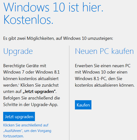 Windows 10 Upgrade Manuel anstoßen